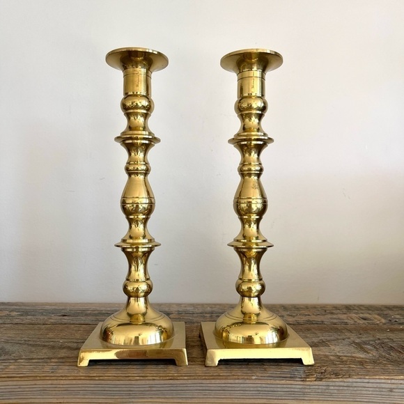 Brass candlestick set of 2 - Picture 1 of 6